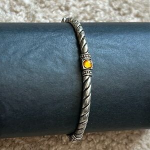 Women’s vintage dainty silver/orange gemstone bracelet one‎ size stretches